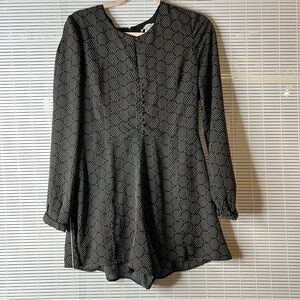Anthropologie Chic Black and Gray Geometric Romper